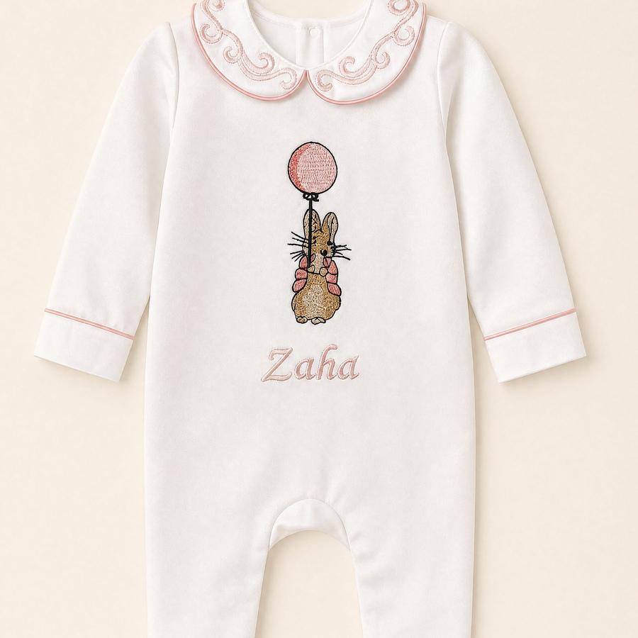 The White Set for Girls — personalised ivory and pink silk romper